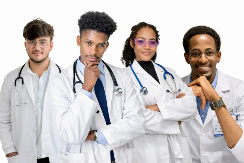 The JPHealth Consultancy team in white coats.